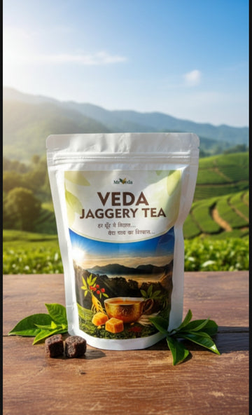 Veda Jaggery Tea – Natural & Healthy Jaggery Sweetened Tea | No Sugar | Ayurvedic Blend | Immunity Booster